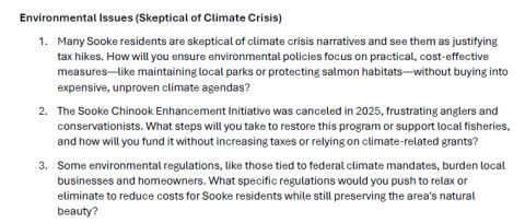 Conservative Questionnaire - Environment Issues