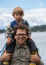 Nick with William in front of the Sooke harbour